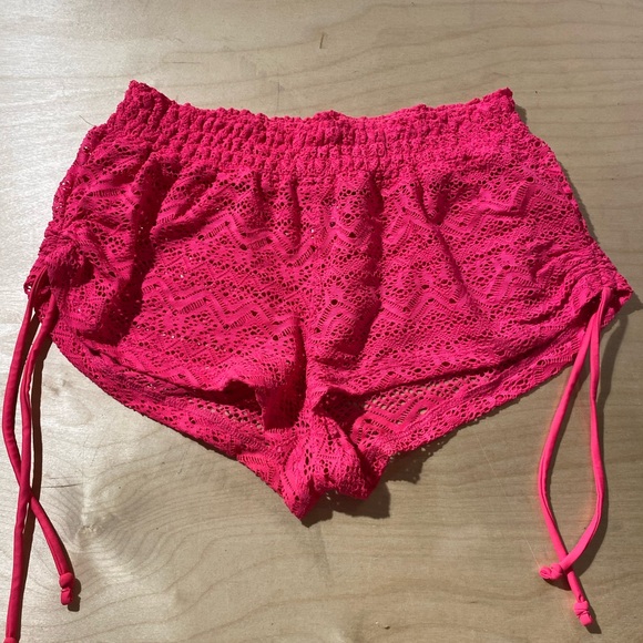 NOBO Pink Lace Swim Shorts Cover Up Medium (7-9) (AK) - Picture 3 of 15